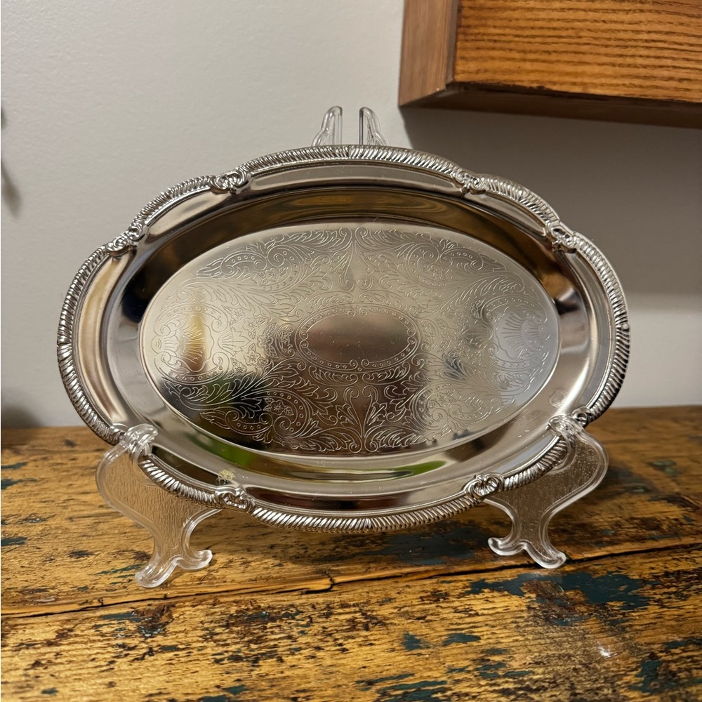 Silver Tray with Etched Design